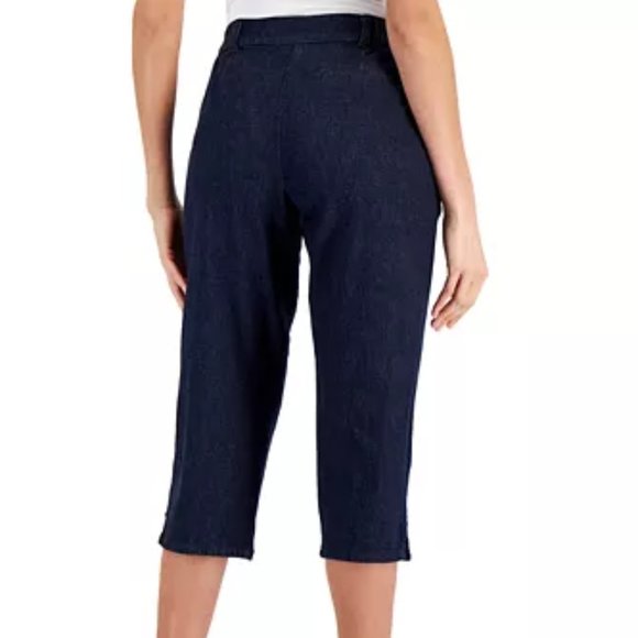 Karen Scott Women's Comfort-Waist Capri Pants, Dark Wash - Picture 2 of 13